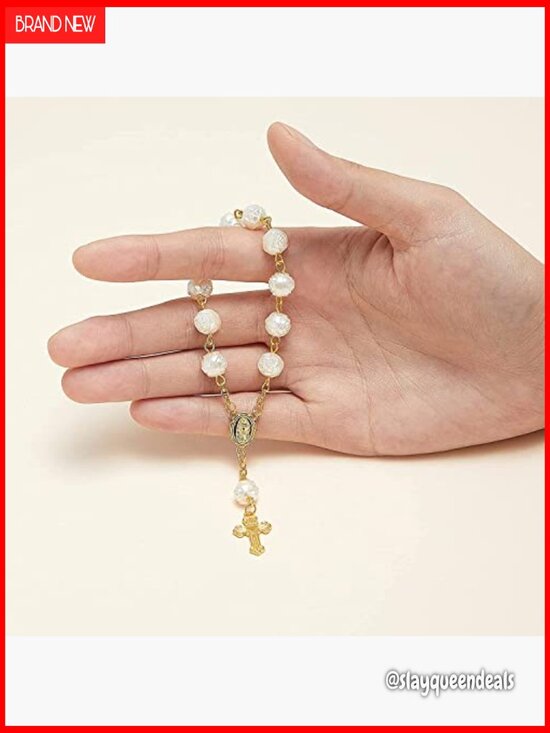 Amazon.com: Junkin 30 Pieces Baptism Rosary Acrylic Rosary  30 Pc Baptism Rosary Favors Gold Plated Acrylic Faux Pearl Beads